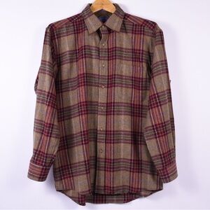 Pendleton Men's Plaid Button-Down Shirt in Brown and Burgundy